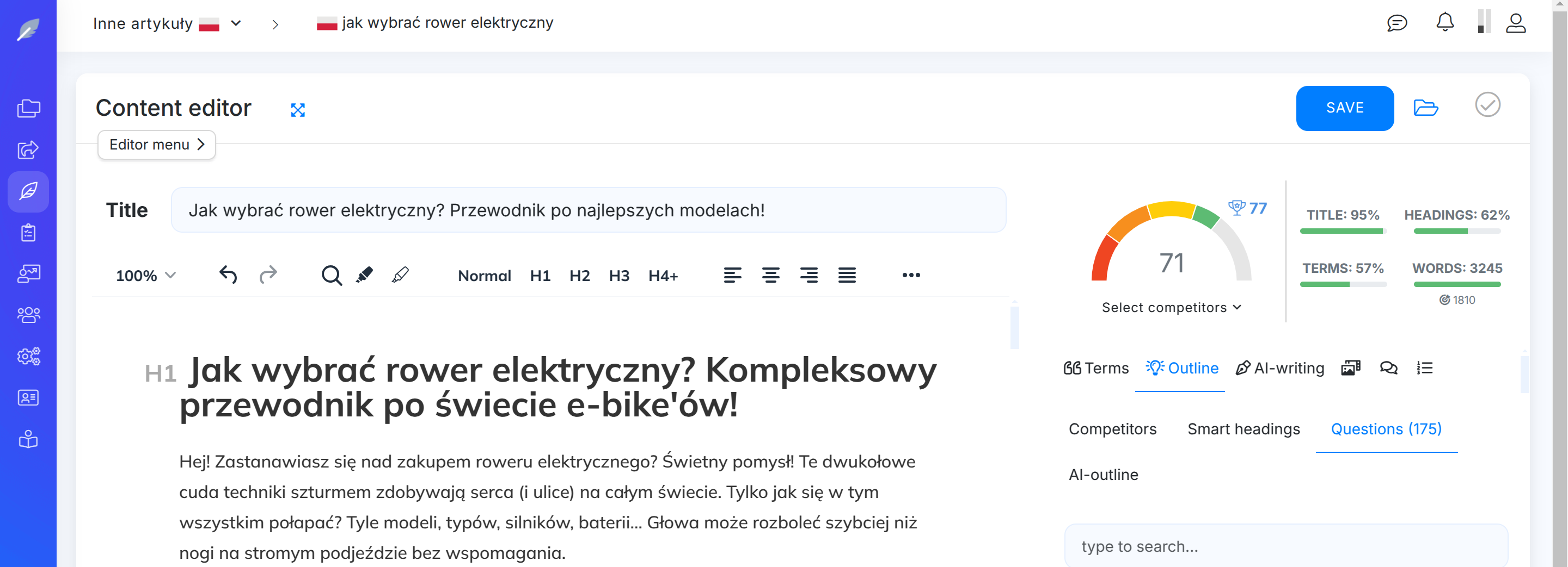 NeuronWriter - Optymalizacja Content Score