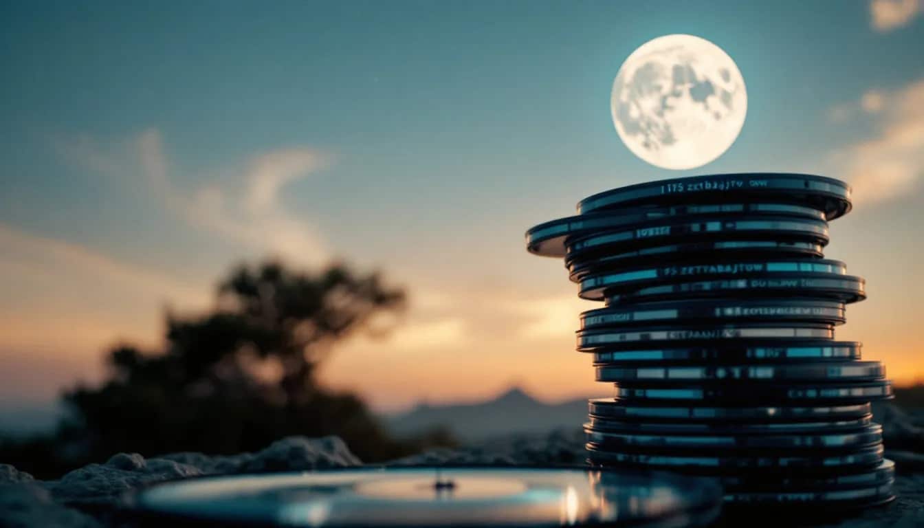 stos płyt sięgających do księżyca