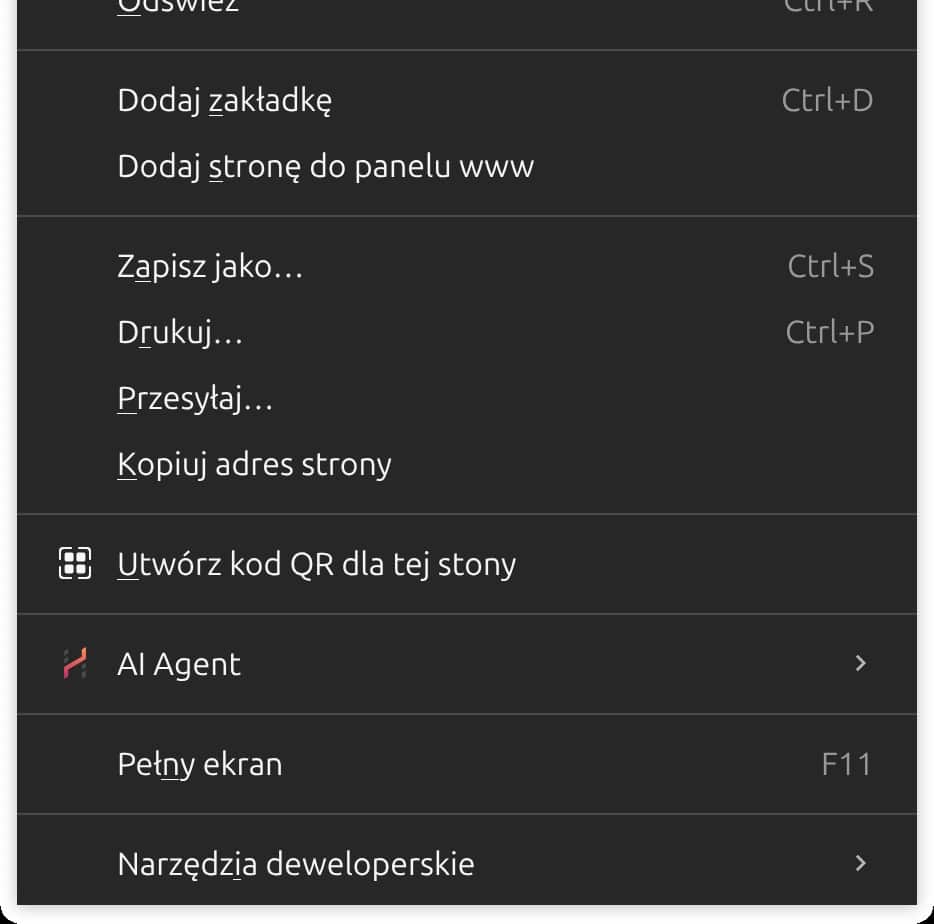 Harpa ai menu kontekstowe