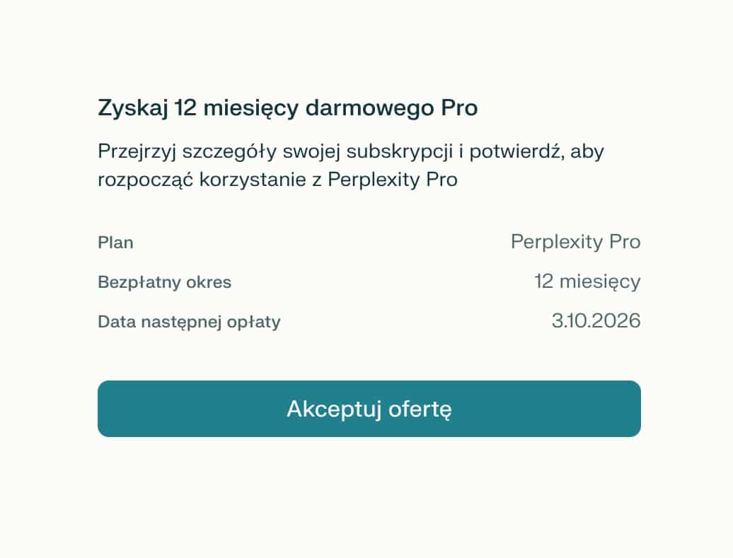Perplexity PRO z PayPal - Akceptuj ofertę