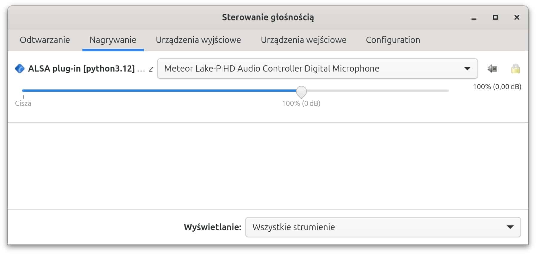 Wybór mikrofonu w Linux Ubuntu