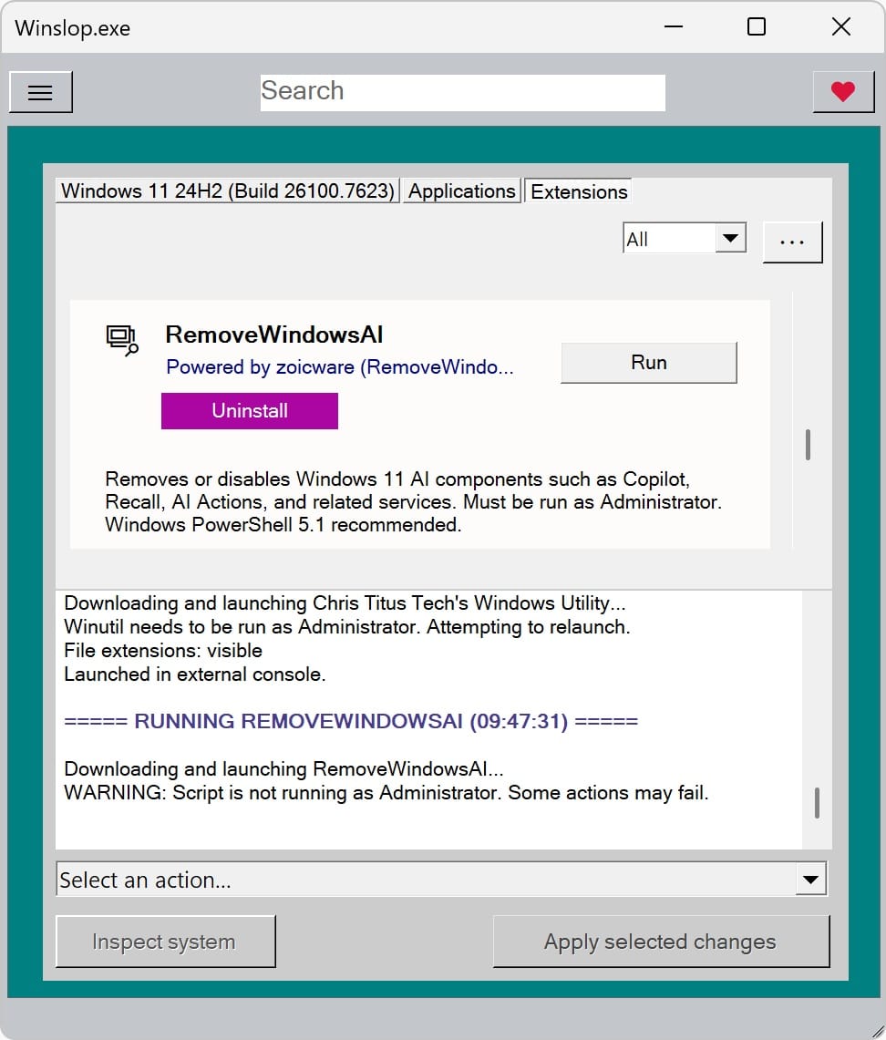 Winslop remove Windows AI