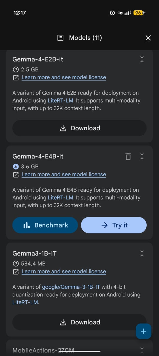 Modele AI w Edge Gallery